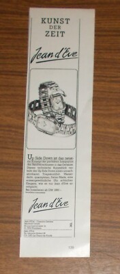 Seltene Werbung vintage JEAN D'EVE UP SIDE DOWN Uhr 1988