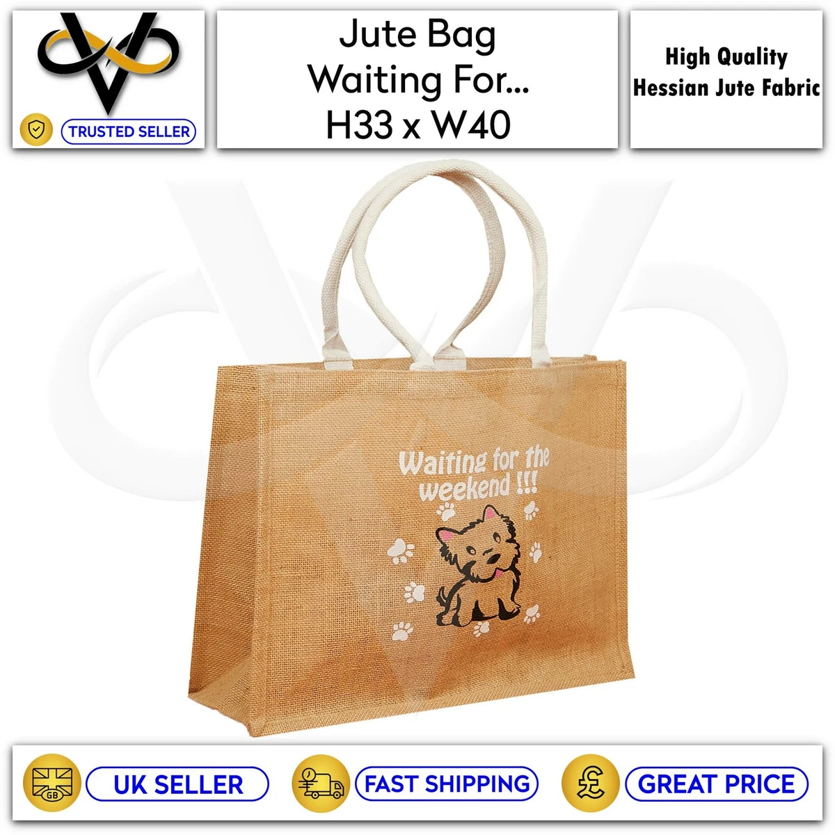 Large Jute Bag Waiting For The Weekend High Quality Shopping Bag General Use
