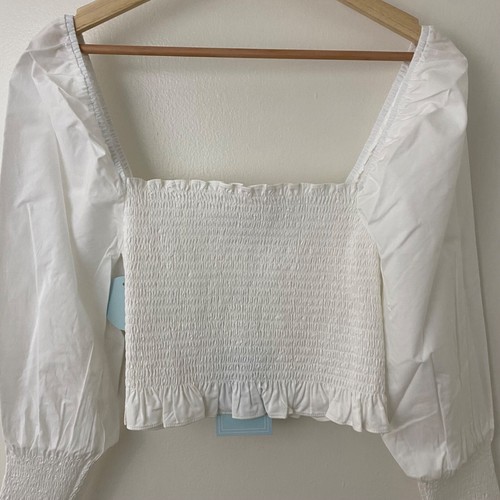 NWT Hill House the Grace Nap Top Long Sleeve White Size Medium - 第 2/11 張圖片