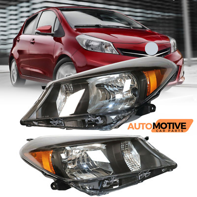 For 2012-2014 Toyota Yaris Hatchback 1.5L Headlight Housing Black Set Left+Right