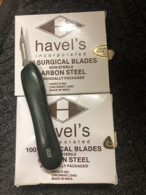 Havel s Surgical Blades 2 Boxes ( Open Box) Non-Sterile Vintage w/ Knife
