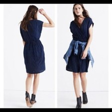 Madewell Wrap Front Mini Dress in Brushstroke Diamond Blue