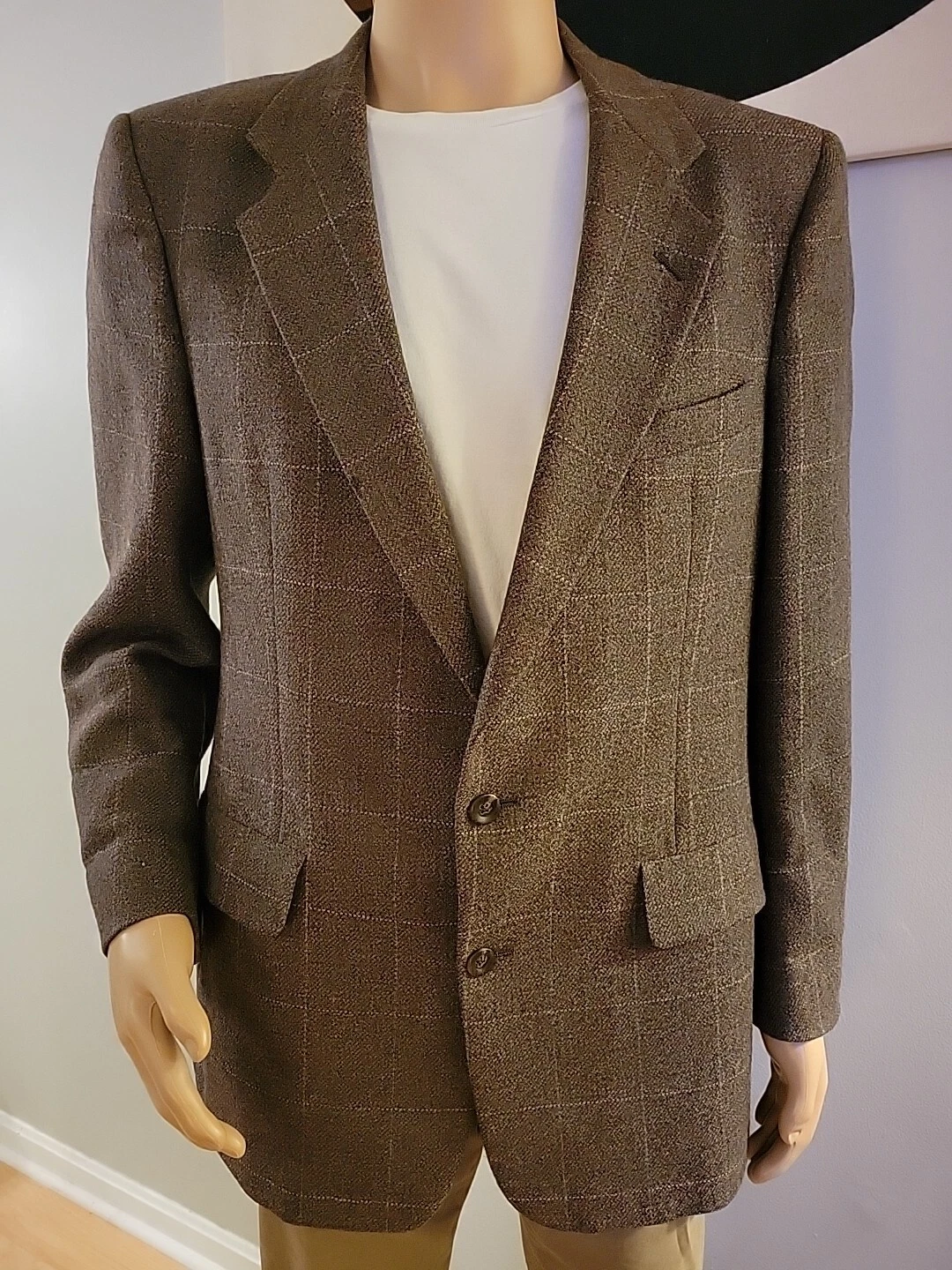 Blazer uomo Christian Dior 100% lana vergine a quadri taglia 44R foderato 2 bottoni