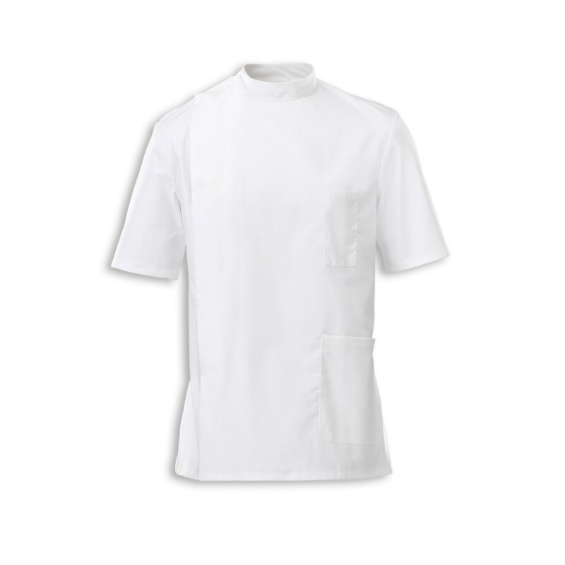 Túnica dental blanca 96R para hombre uniforme médico tachuela asimétrica ropa de trabajo de atención médica