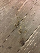 Happy St. Patrick's Day Gold Shamrock wire earrings