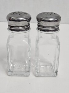 Vintage Stainless Steel Salt And Pepper Shaker Restaurant Diner Style Check Pics