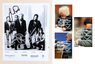 TOTO SIGNED 8x10'' PHOTO Paich Lukather Williams FAHRENHEIT Seventh One COA