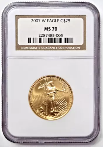 2007-W G$25 1/2 oz Burnished Gold Eagle NGC MS70