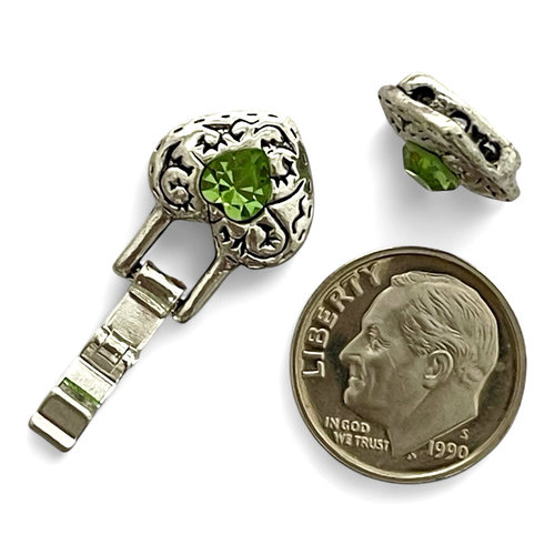 Peridot Crystal Heart Multi-Strand Fold Over Clasp 3-Hole Snap Lock DIY Findings - Picture 2 of 5