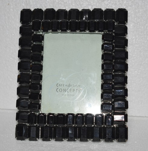 Ornate Art Deco Black Coloured Gem Edged Rectangle Photo Frame 14cm x ...