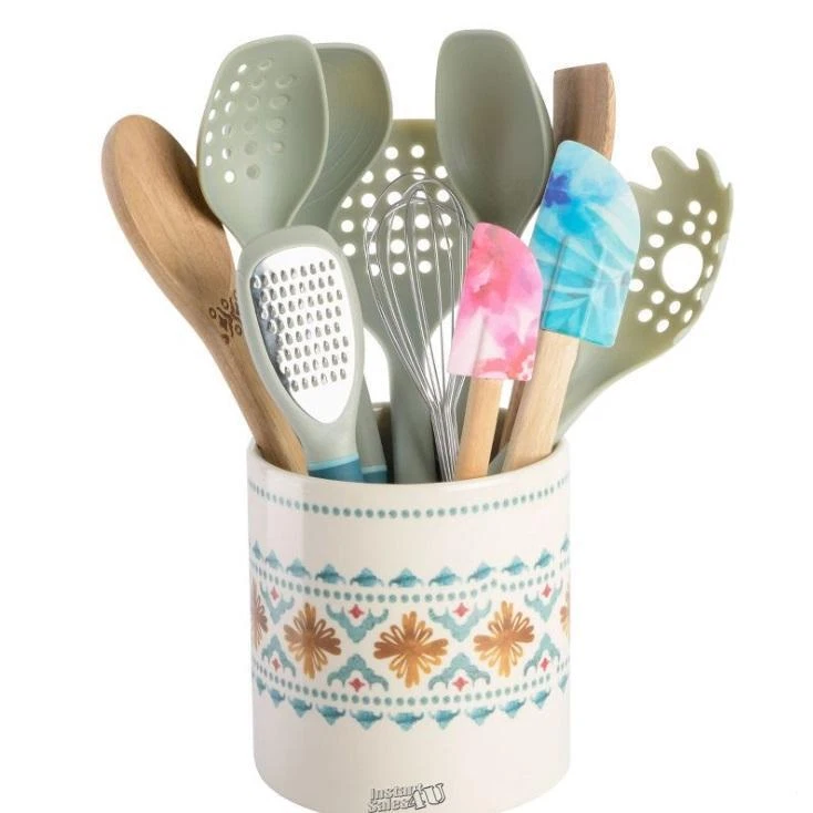 Spice by Tia Mowry Savory Saffron 12 Piece Wood Nylon Kitchen Tool Set