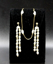 14k Pearl Station Bracelet and 14K Pearl Earrings Set