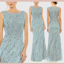 NWT Mac Duggal [ 2 ] 20518 Sleeveless Embellished Boat Neck Gown Seafoam J1824