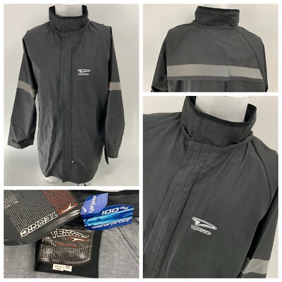 TEKNIC Jet Stream Rain Jacket M Men Black Gray 100% Waterproof NWT YGI V4-311