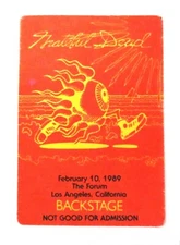 Grateful Dead Backstage Pass Los Angeles Forum CA 2/10/89 2/10/1989 Rick Griffin