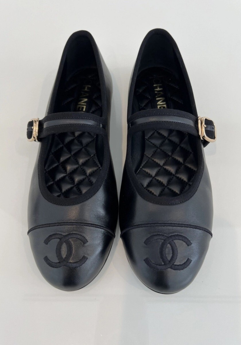 CHANEL 24S BLACK MARY JANES SIZE IT 38 / US 8 NIB! | eBay