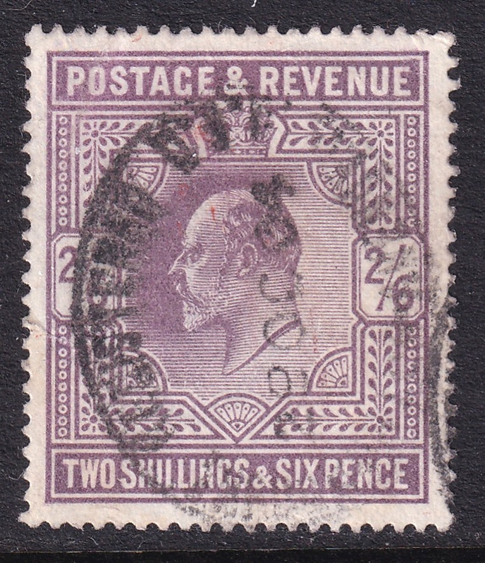 GB good used KEVII 1902 De La Rue two shillings and sixpence lilac high value