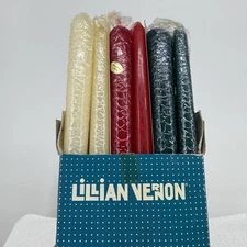 Vtg NOS Lillian Vernon 12” Taper Candles Holiday Set Red White Green