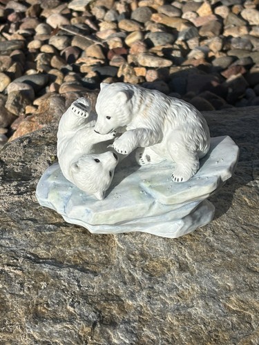 Vintage 1990 Maruri Polar Bear Cubs Figuri Polar Expedition Collection Porcelain