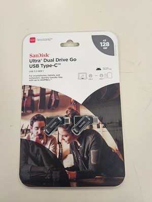 SanDisk Ultra Dual Drive Go USB Type C 128GB 2-Pack 3.2 GEN 1 NEW