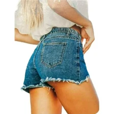 Rewash Super High Rise Wedge Distressed Denim Shorts Size 3