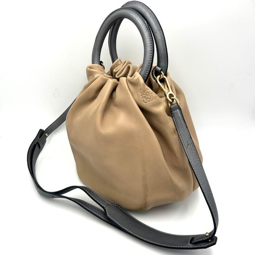 LOEWE 2Way Leather Bag Bounce Anagram Beige