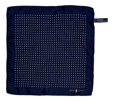 Polo Ralph Lauren Polka Dot Silk Pocket Square Handkerchief Navy Blue Made Italy