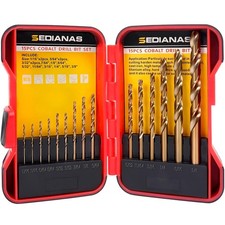 Cobalt Drill Bit Set - 15Pcs M35 HSS Twist Drill Bits, Straight Shank, Metal ...