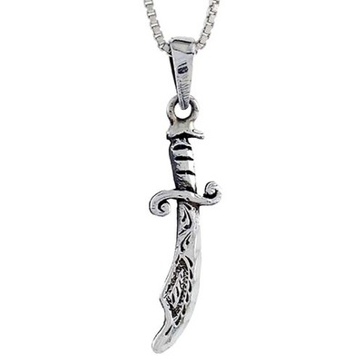 925 Sterlingsilber ausgefallenes gebogenes Schwert Charm Anhänger 7/8 (22mm) Zoll breit