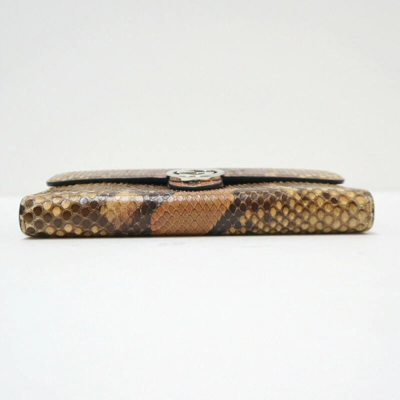 Gucci Python Leather Bifold Wallet Beige Brown AB… - image 4
