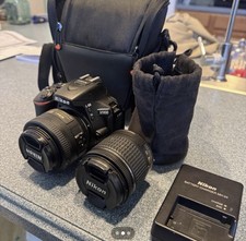 Nikon D5600 Digital SLR Camera Black 18-55mm VR 35mm f/1.8G Lens Kit