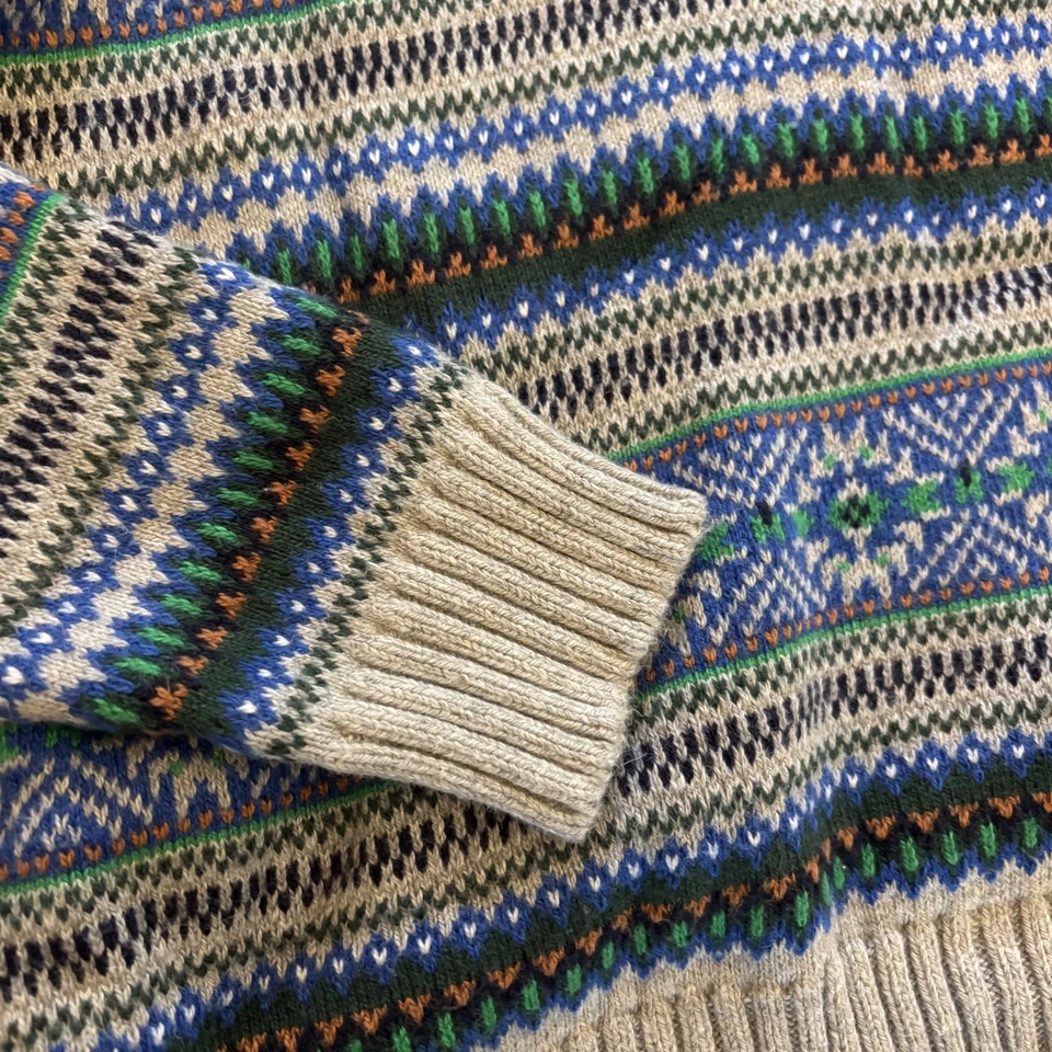 Janie And Jack Kids Sweater Size 10 Fair Isle Striped BlueCrew Neck Pullover - Image 3 of 4