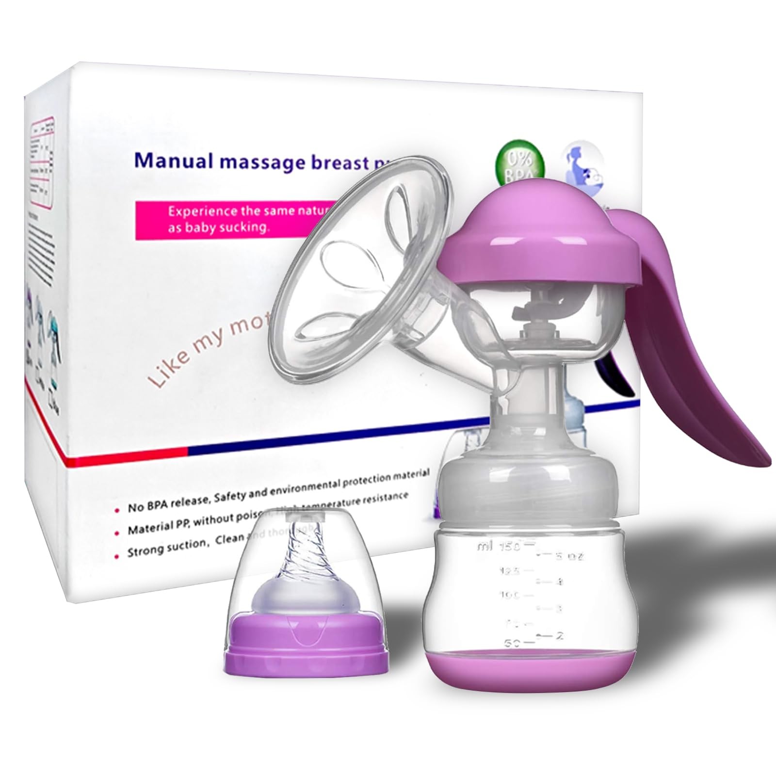 Adjustable Silicone Manual Breast Pump for Comfortable Breastfeeding - Small Size-image