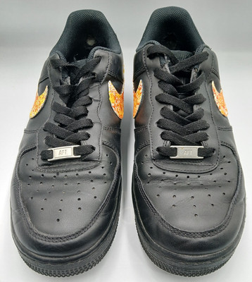 Nike Herren AF1 7,5 Schuhe Air Force One Turnschuhe Schwarz Orange Gelb Größe UK 7,5