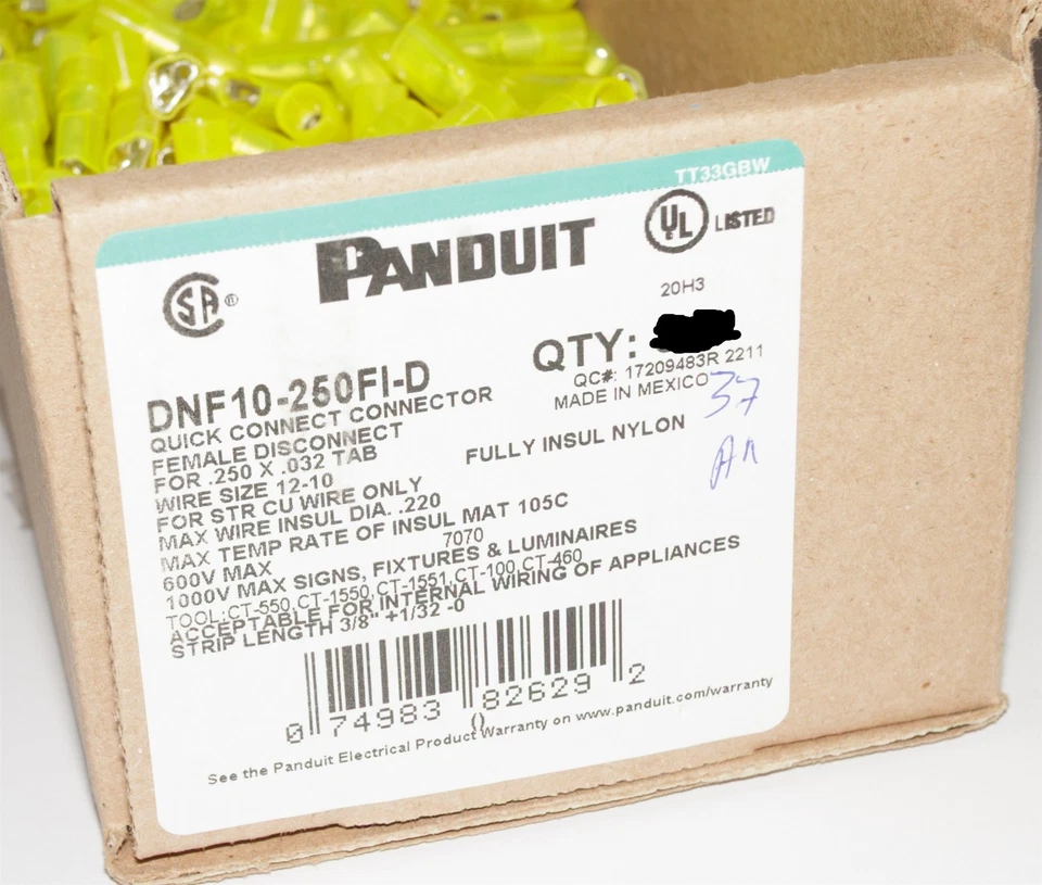 Approx 490pcs Panduit DNF10-250FI-D Quick Disconnect Female Nylon Terminals - Image 3 of 4