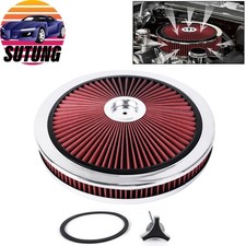 14 X 2 Red Chrome Air Cleaner With Washable Filterround Shape Universal Kit 14 X 2 Red Chrome Air Cleaner With Washable Filterround Shape Universal Kit