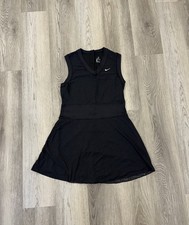 Nike Court Dri-FIT Slam Tennis Dress Women  s Large Black Pleated Back Zipper