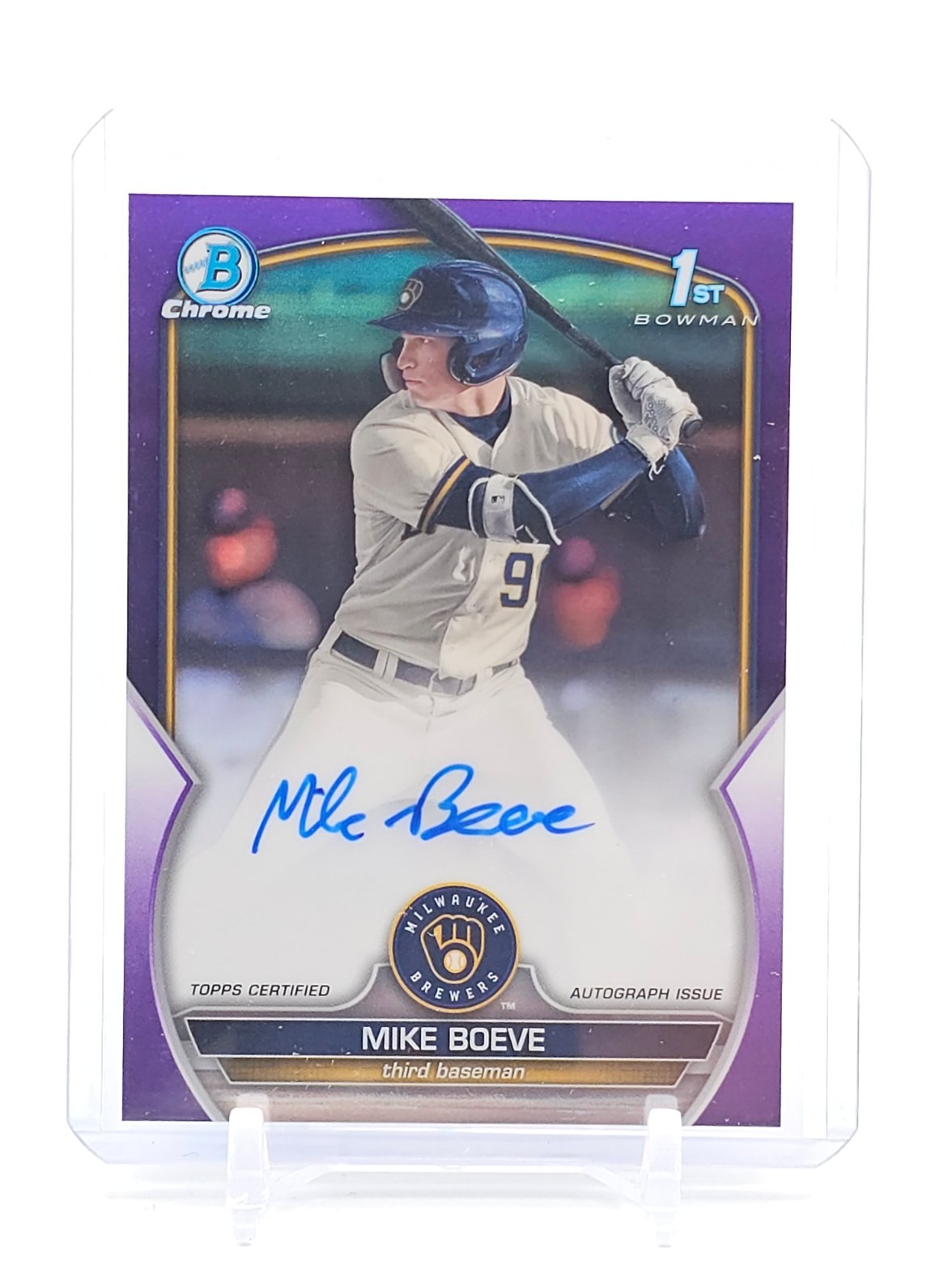 MIKE BOEVE 2023 BOWMAN CHROME PURPLE 1ST ROOKIE AUTO /250 #CDA-MB Q3249