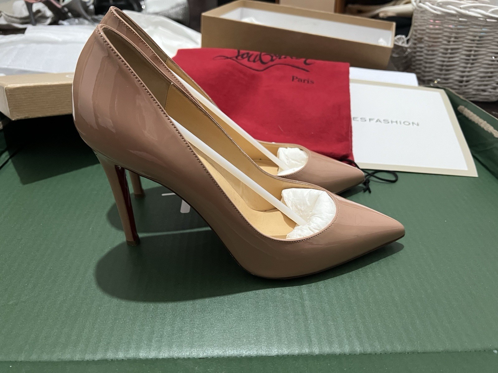 Christian Louboutin pigalle 100 patent nude