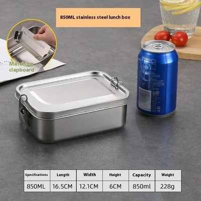 Edelstahl Lunchbox rectangle mit Clips für Arbeit und Schule langlebig