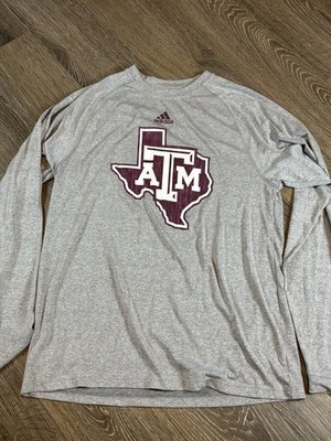 Adidas Texas A&M Aggies Grey Climalite Long Sleeve Shirt Mens Size Small
