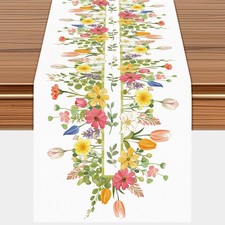 Floral Flowers Garden Table Runner Kitchen Dining Table Decoration for Home Wedd