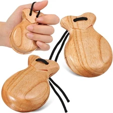 2 Pack Spanish Castanets Flamenco Wooden Hand Percussion