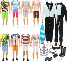 32 PCS Ken Doll Clothes Set, Suit, Tops, Pants, Shoes, Surfboard, Accessories