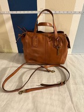 Fossil Sydney Brown Leather Satchel Crossbody Bag with Key Charm