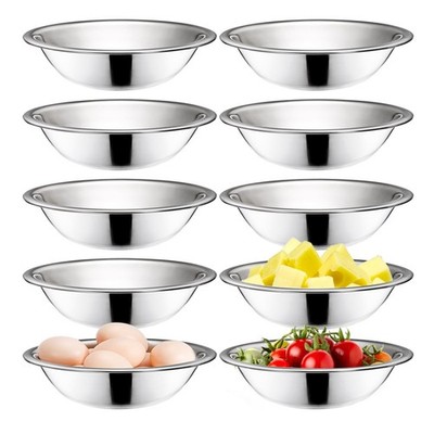 10 Pack Small Stainless Steel Bowls, 6 1/2 Inch Wide Kitchen Metal Bowl with ...