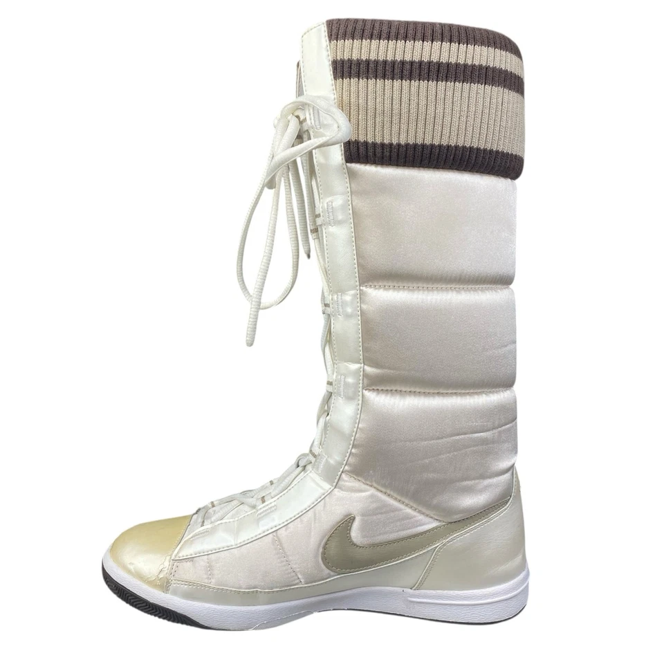 Vintage Nike Women’s 2007 Hi White Satin Winter Boots Size US 8 - Image 2 of 4