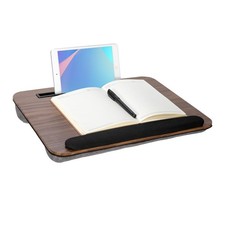 Portable Lap Desk for up to 16-inch Laptops with Tablet Slot Cushion Brown