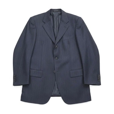 VTG Kiton Blazer 42 Navy Pinstripe 100% Wool Made in Italy Bergdorf Goodman
