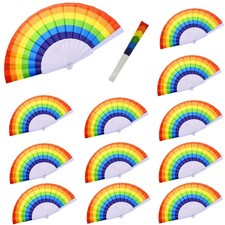 12PCS Rainbow Hand Fans Folding Fans for Women, Plastic Folding Fan Gay Pride...